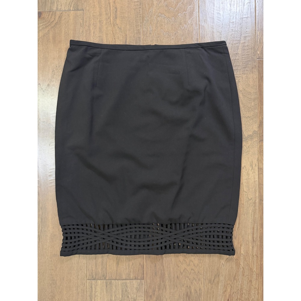 NWT Calvin Klein Black Lattice Cutout Hem Pencil Skirt Size 12